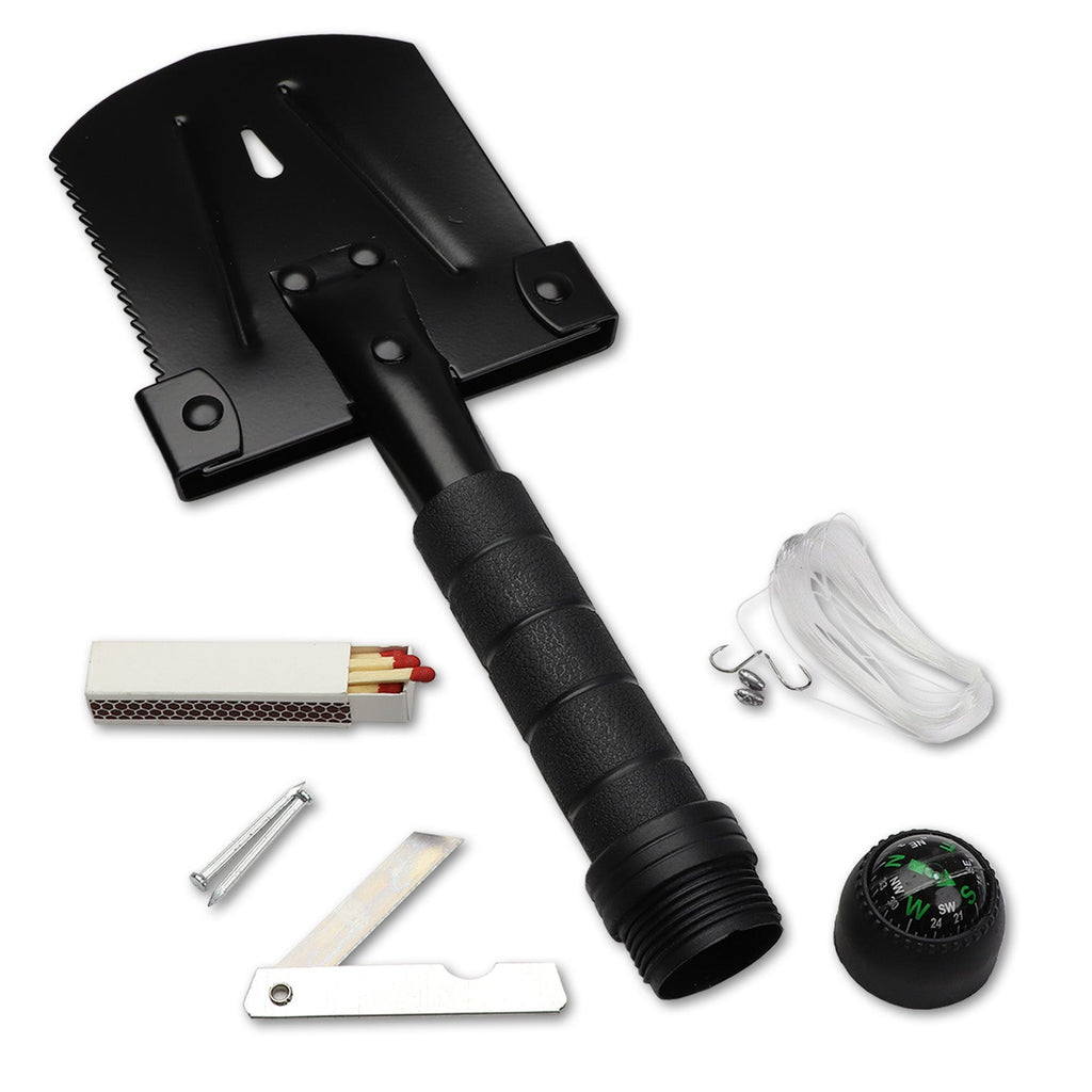 Compact Folding Survival Shovel – Multi-Function Tool with Compass & Survival Kit for Camping, Off-Road & Emergency Preparedness