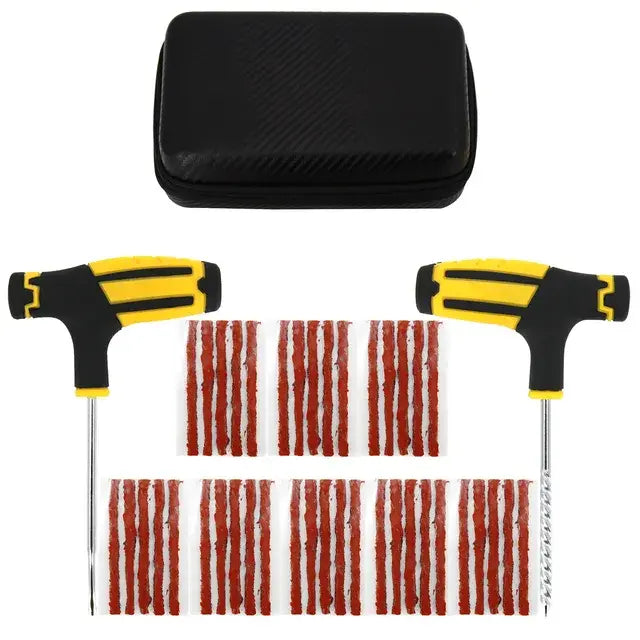 Car & Bicycle Tire Repair Tool Kit – 5-Piece Set with Needle-Nose Pliers, Vacuum Film & Portable Case | Roadside Emergency Puncture Repair