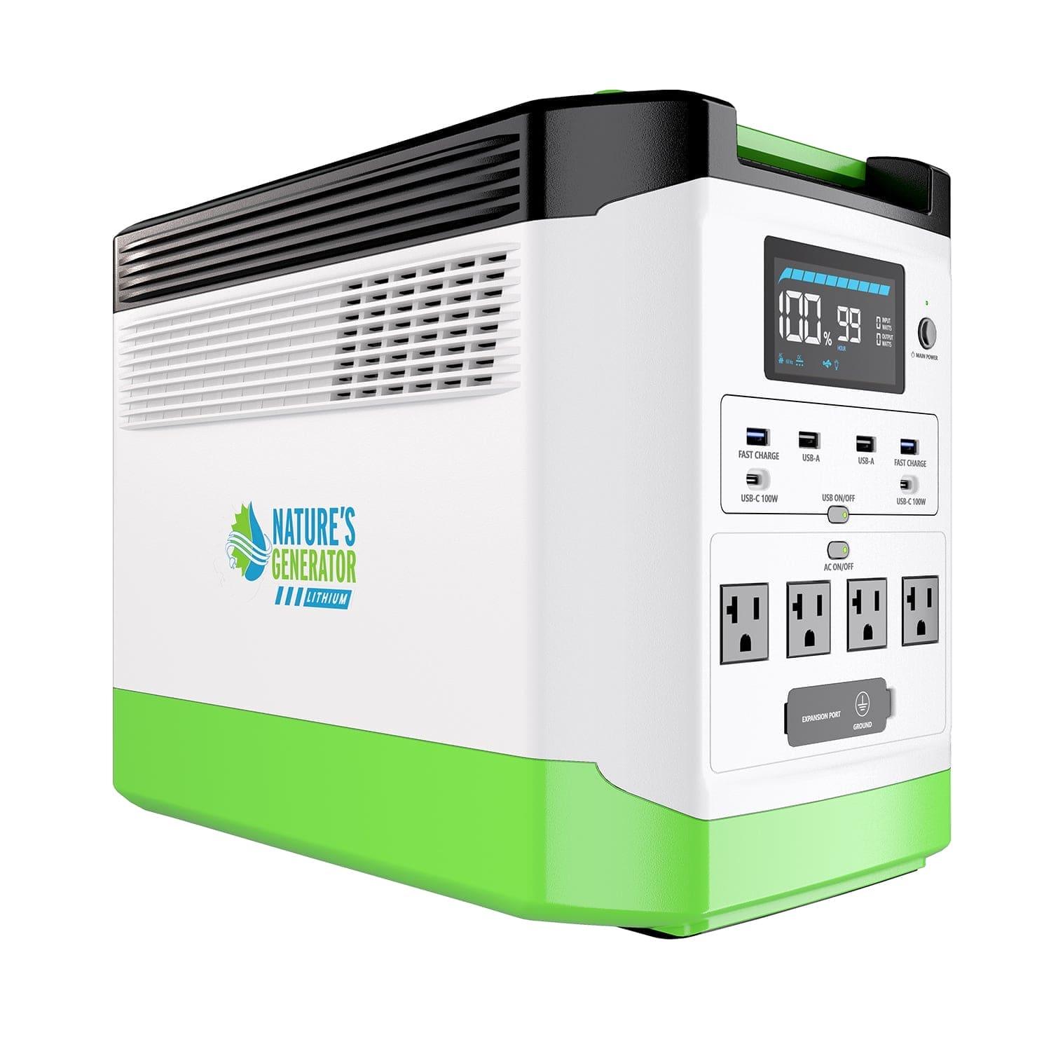 Nature's Generator Lithium 1800 Solar Generator – 1800W Pure Sine Wave, LiFePO₄ Battery, Solar Panel Included | Home Backup, RV & Family Emergency Power