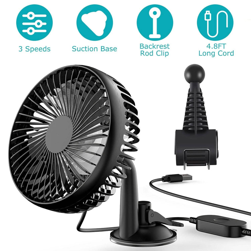 Portable 360° Car Cooling Fan – USB-Powered Comfort & Safety for the Whole Family on the Road