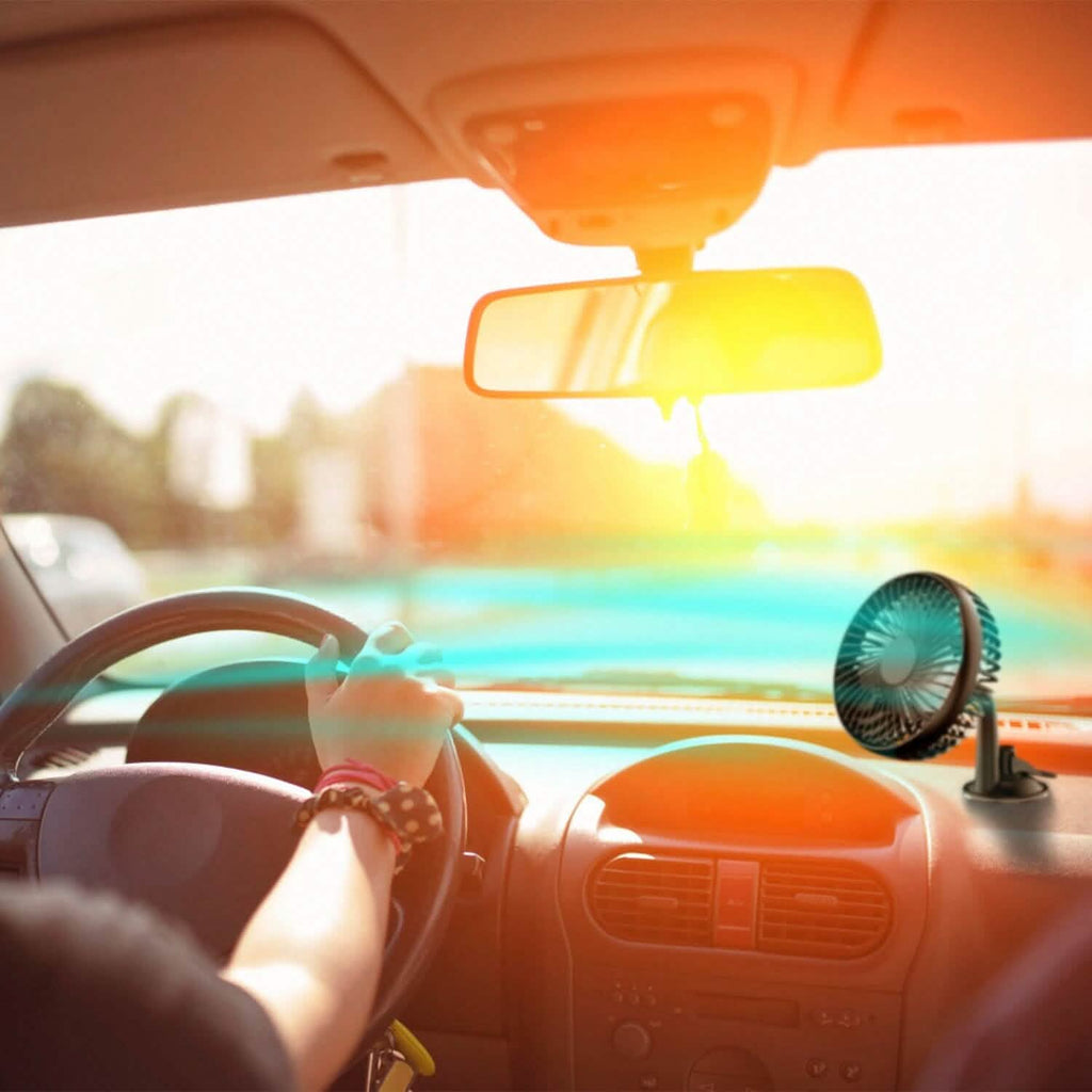 Portable 360° Car Cooling Fan – USB-Powered Comfort & Safety for the Whole Family on the Road