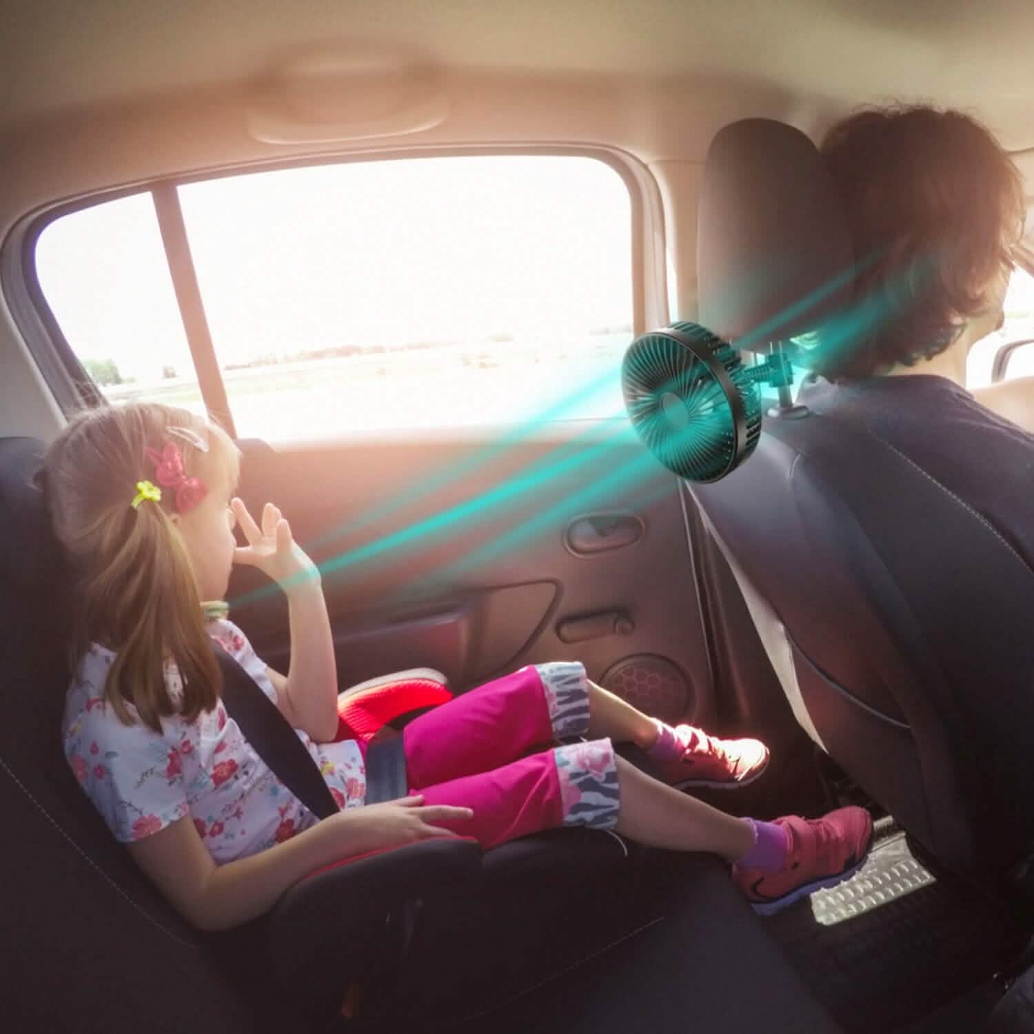 Portable 360° Car Cooling Fan – USB-Powered Comfort & Safety for the Whole Family on the Road