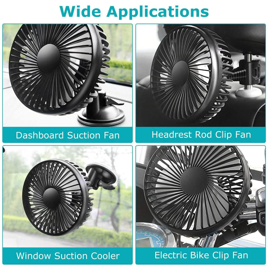 Portable 360° Car Cooling Fan – USB-Powered Comfort & Safety for the Whole Family on the Road