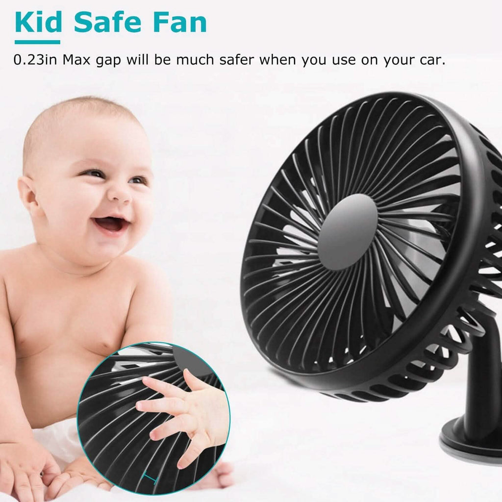 Portable 360° Car Cooling Fan – USB-Powered Comfort & Safety for the Whole Family on the Road