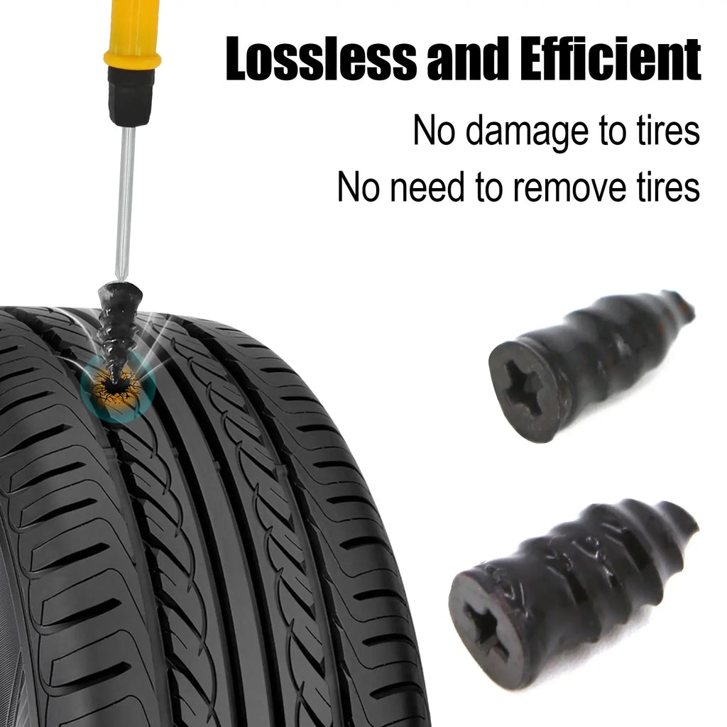 Car & Bicycle Tire Repair Tool Kit – 5-Piece Set with Needle-Nose Pliers, Vacuum Film & Portable Case | Roadside Emergency Puncture Repair