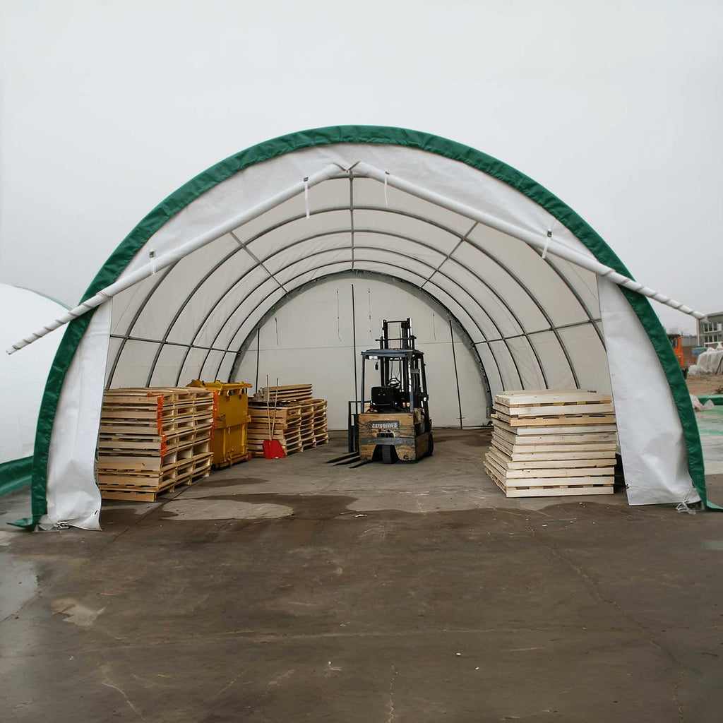20'x30'x12' Single Truss Arch Storage Shelter – Heavy-Duty PE or PVC Cover | Vehicle, Equipment & Emergency Supply Storage
